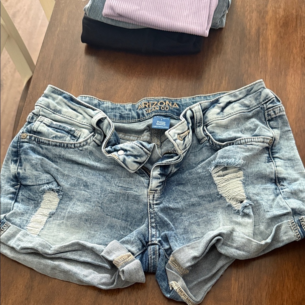 Arizona Jean Company Light Blue Distressed Denim Shorts